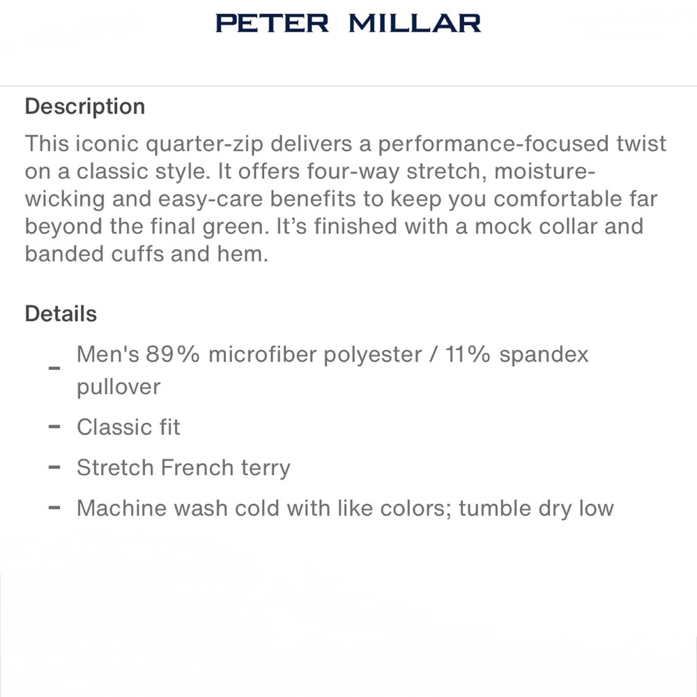 PETER MILLAR Florida Perth Performance Quarter-Zi… - image 9